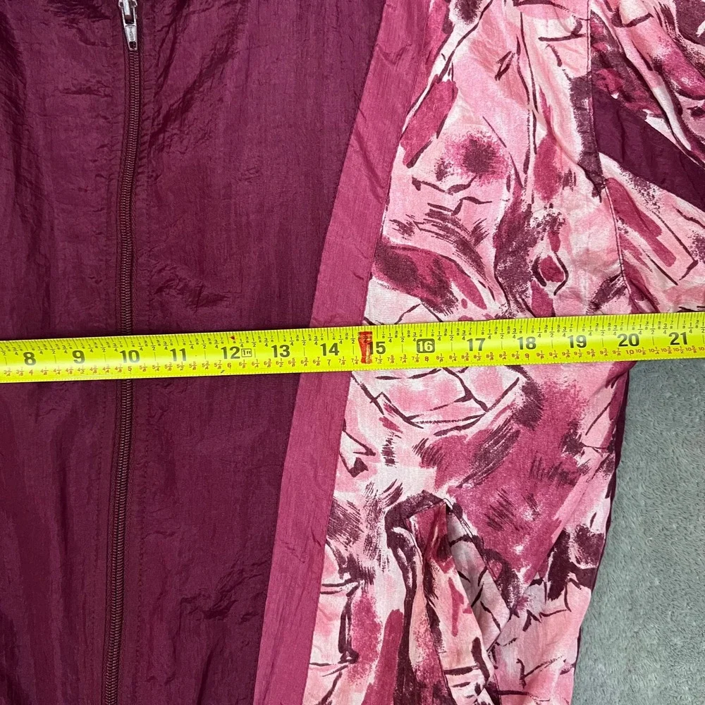 Vintage‎ 1990s Windbreaker Jacket Womens S Abstract Pink Retro Nylon